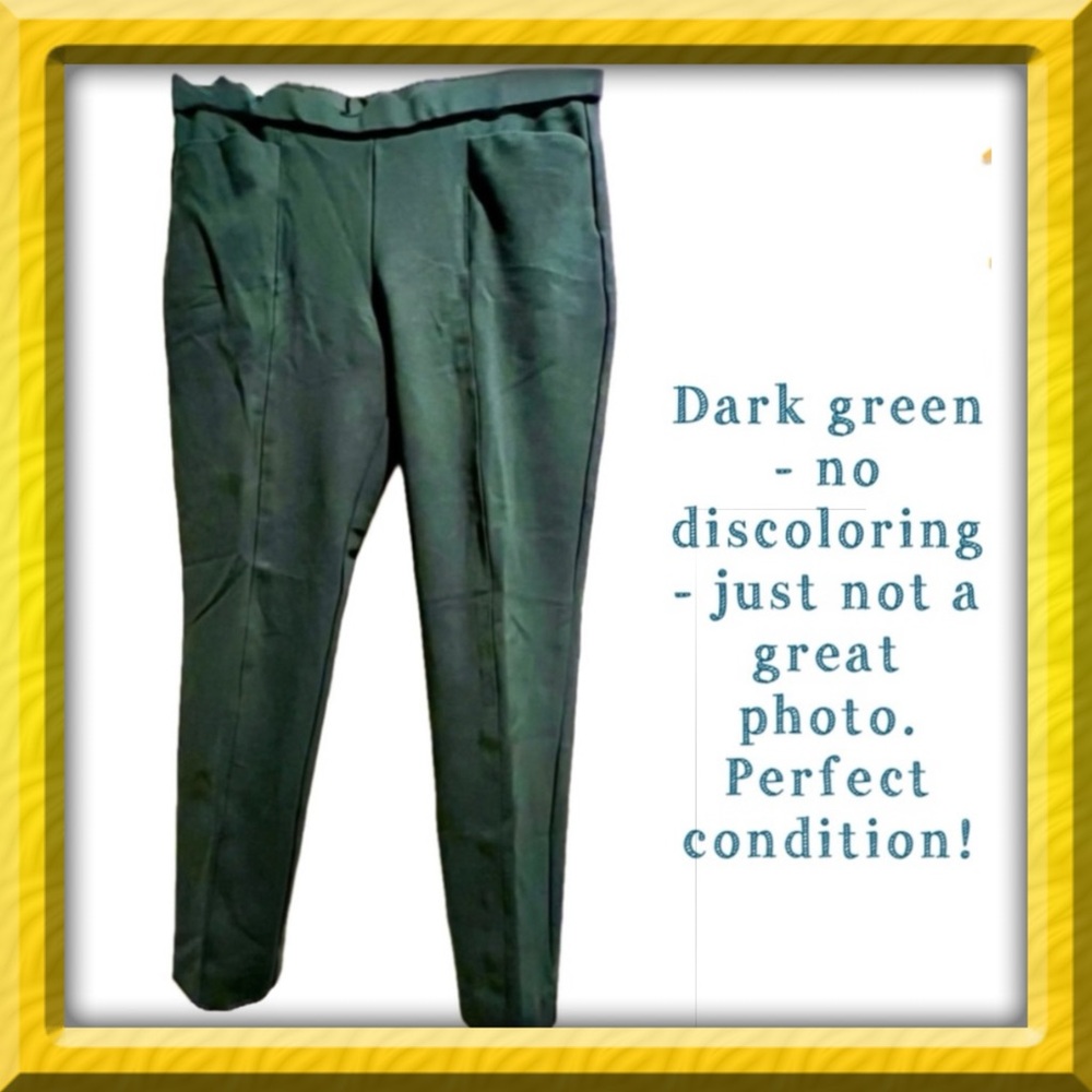 Pants - Anne Klein  - pull on - dark green - large - front pockets - BOGO